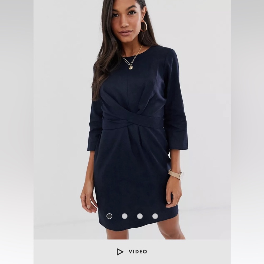 NWOT ASOS DESIGN tie wrap around mini dress in linen